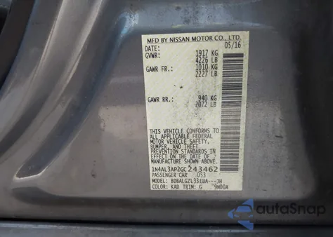 2016 Nissan Altima 2.5 S from USA, damaged, VIN 1N4AL3AP2GC243462